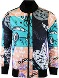 brand Lightweight Hooded Water Resistant Windbreaker - Zip-Up Fashion Map Print Rain Jacket
