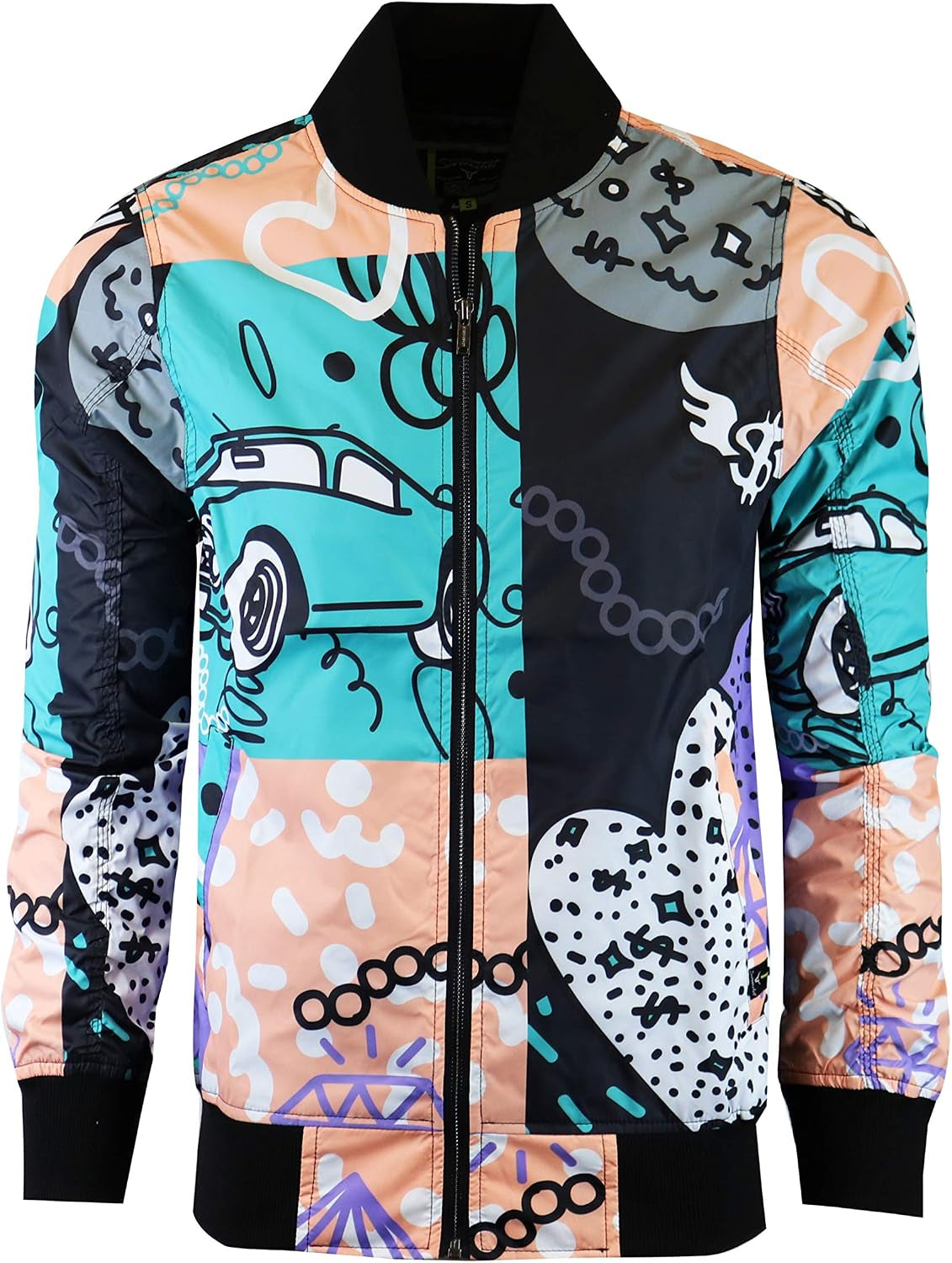 brand Lightweight Hooded Water Resistant Windbreaker - Zip-Up Fashion Map Print Rain Jacket